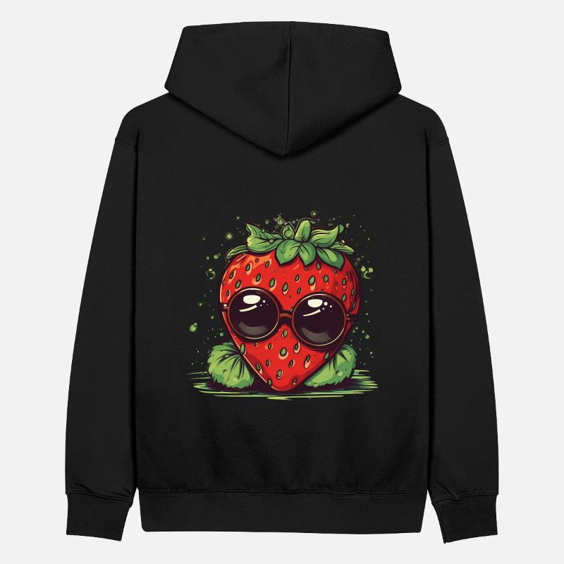 Coole Comic Erdbeere mit Sonnenbrille Teenager Kontrast-Hoodie