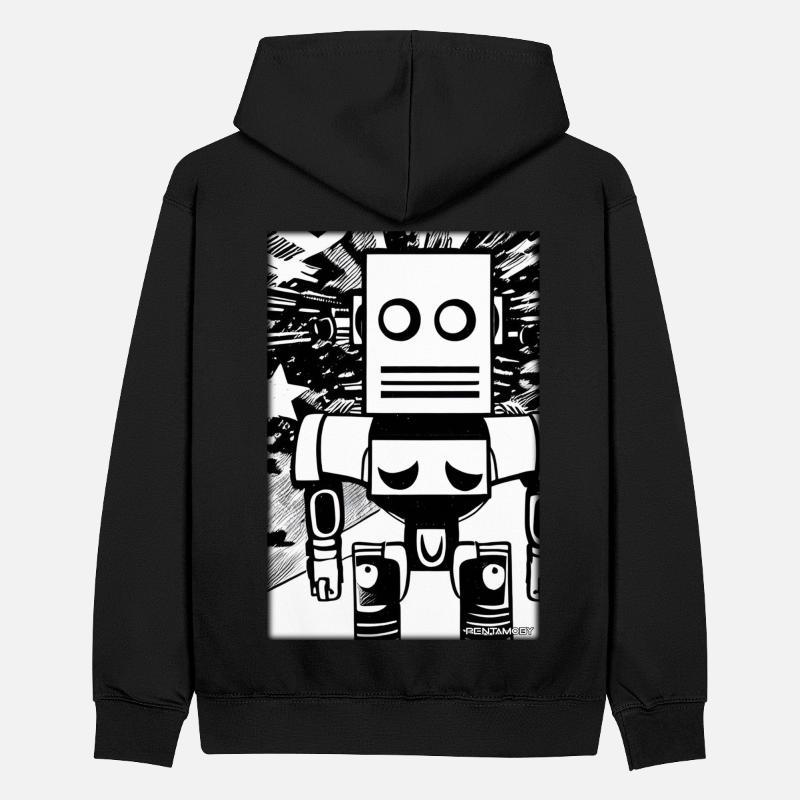 Robot Comic Future Cyborg Machine Technology Sweat à capuche contrasté Ado
