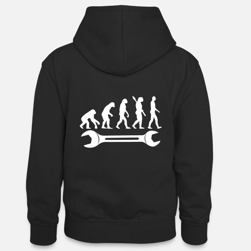 Evolution T-shirt outil tendeur mécanique - Sweat à capuche contrasté Ado - noir/gris chiné
