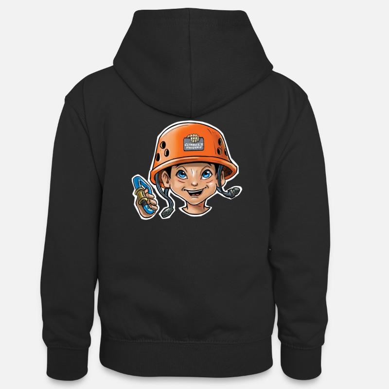 Petit grimpeur 2 - Sweat à capuche contrasté Ado - noir/gris chiné