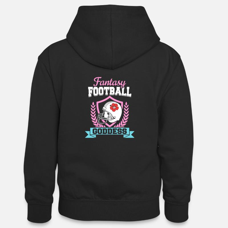 Fantasy Football Draft Déesse femmes Conception - Sweat à capuche contrasté Ado - noir/gris chiné