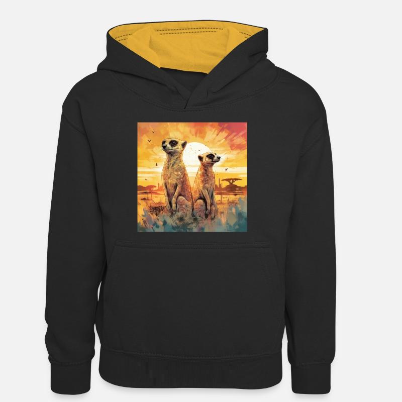 Suricate - Sweat à capuche contrasté Ado - noir/or