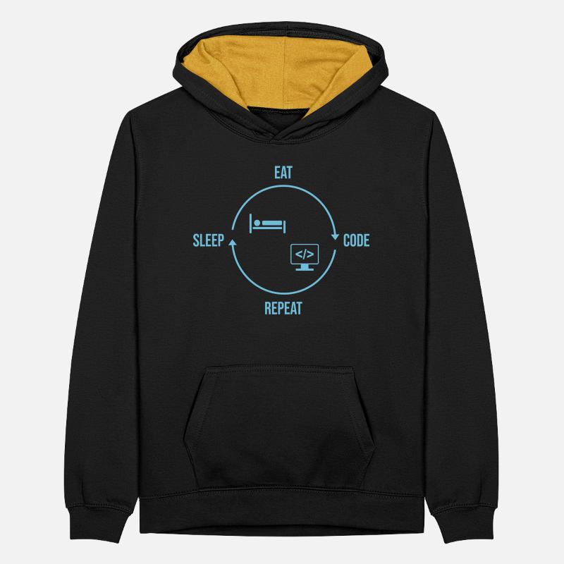 Eat Sleep Code Repeat - Programmierer Kreislauf Teenager Kontrast-Hoodie