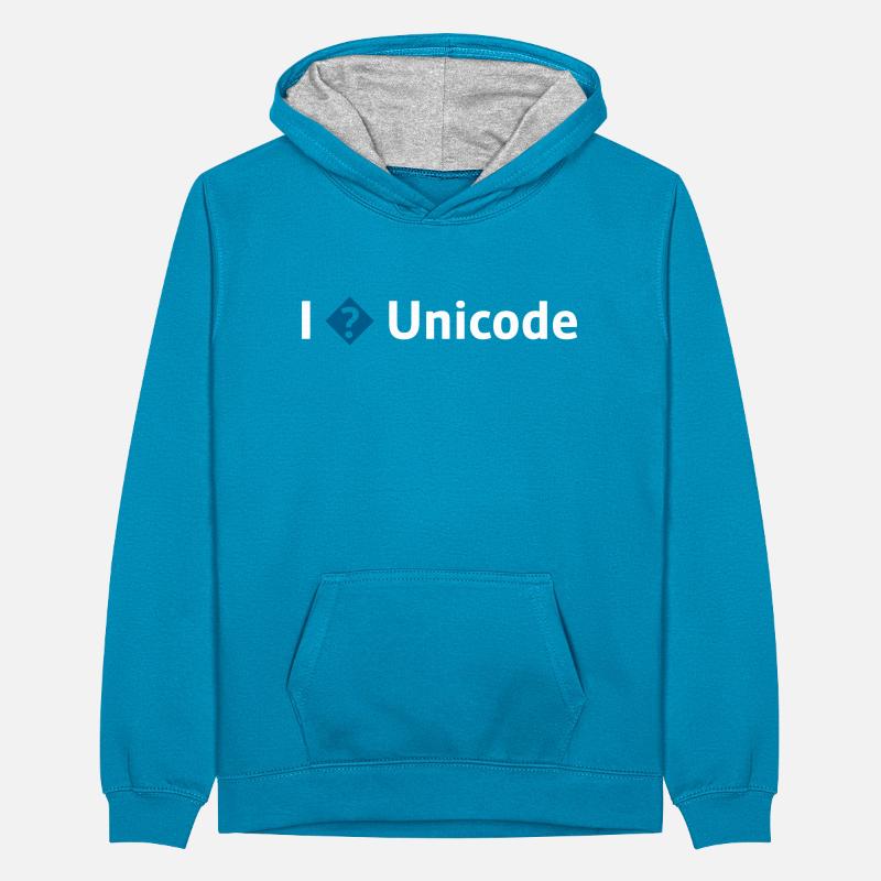 I Love Unicode / I Hate Unicode / I ? Unicode Teenager Contrast Hoodie