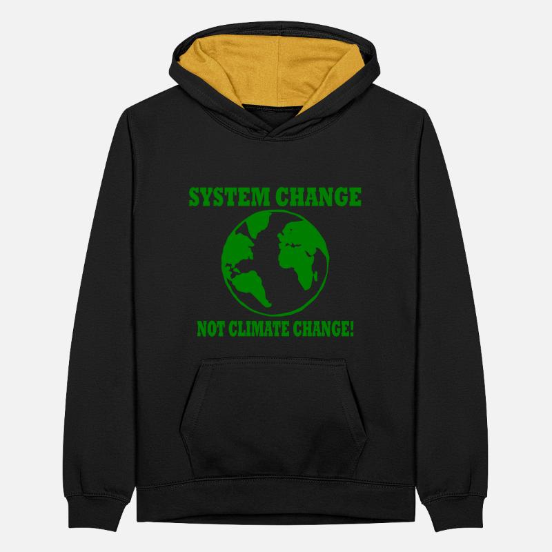 system change not climate change Sweat à capuche contrasté Ado