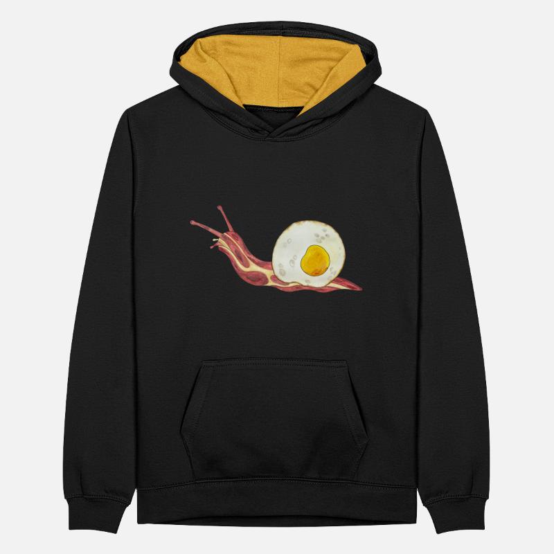 Bacon Roll Bacon and egg Fried Egg Teenager Contrast Hoodie