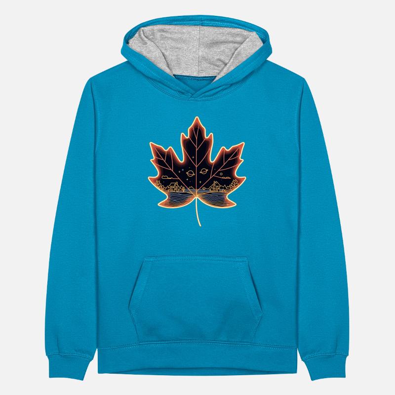 Maple leaf Teenager Contrast Hoodie
