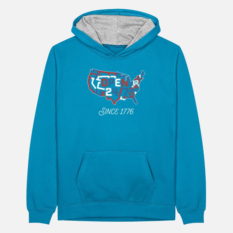 Open 24/7 Since 1776 Teenager Kontrast-Hoodie