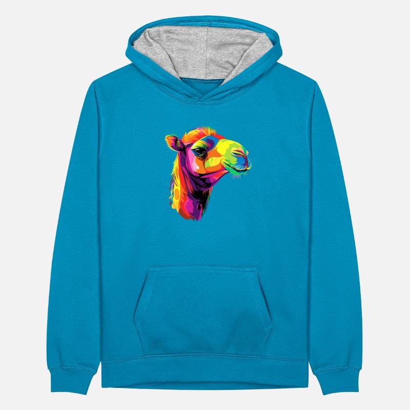 Kamel Dromedar Trampeltier Camel Geschenk Kamele Teenager Kontrast-Hoodie