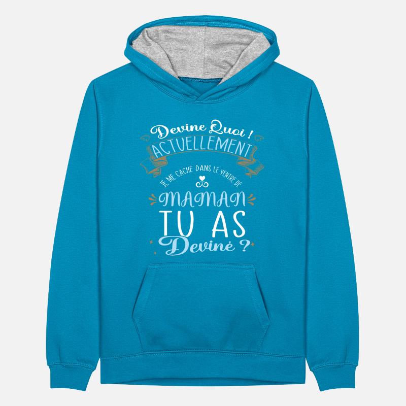 Devine quoi ! Je me cache dans le ventre de Maman Sweat à capuche contrasté Ado