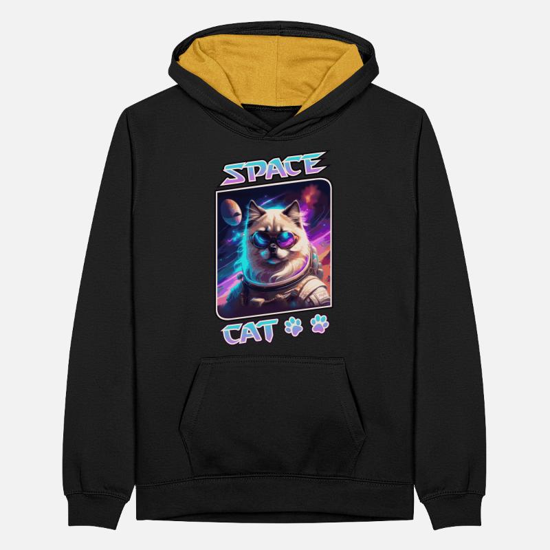 Chat de l'espace - sacré de Birmanie Sweat à capuche contrasté Ado