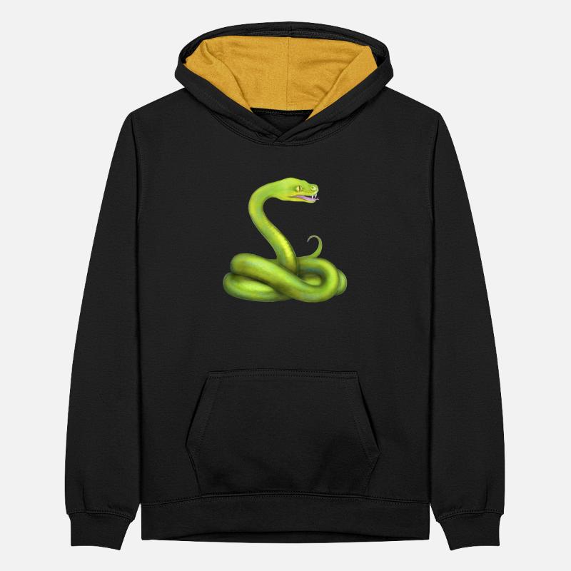 Der Grüne Python Schlange Dschungel Tier Teenager Kontrast-Hoodie