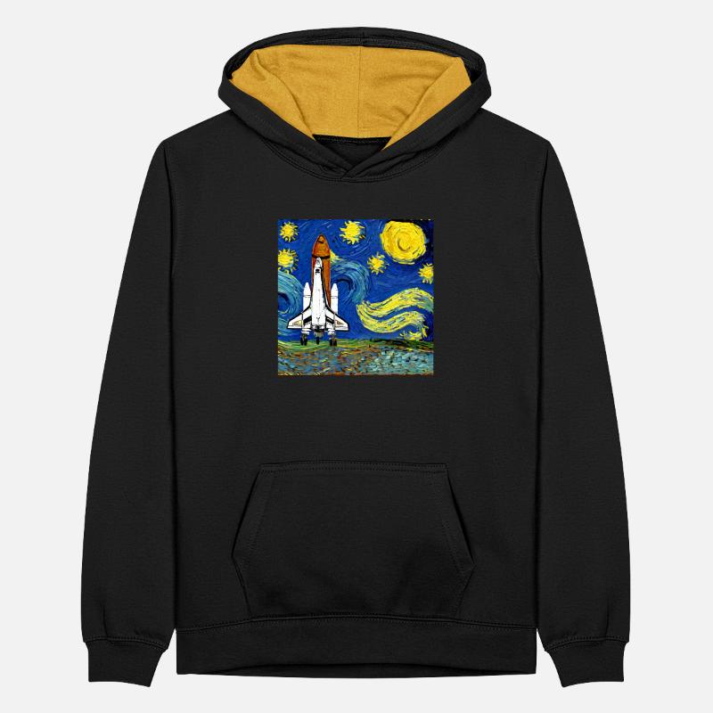 Space Shuttle Van Gogh Teenager Contrast Hoodie