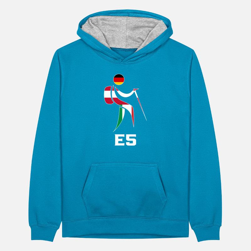 Alpenüberquerung E5 Alpen Alpenüberquerer Wanderer Teenager Kontrast-Hoodie
