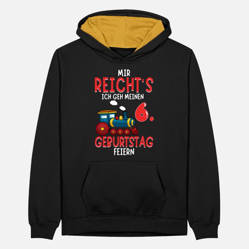 6. Geburtstag Geburtstagsgeschenk mit Eisenbahn Teenager Kontrast-Hoodie
