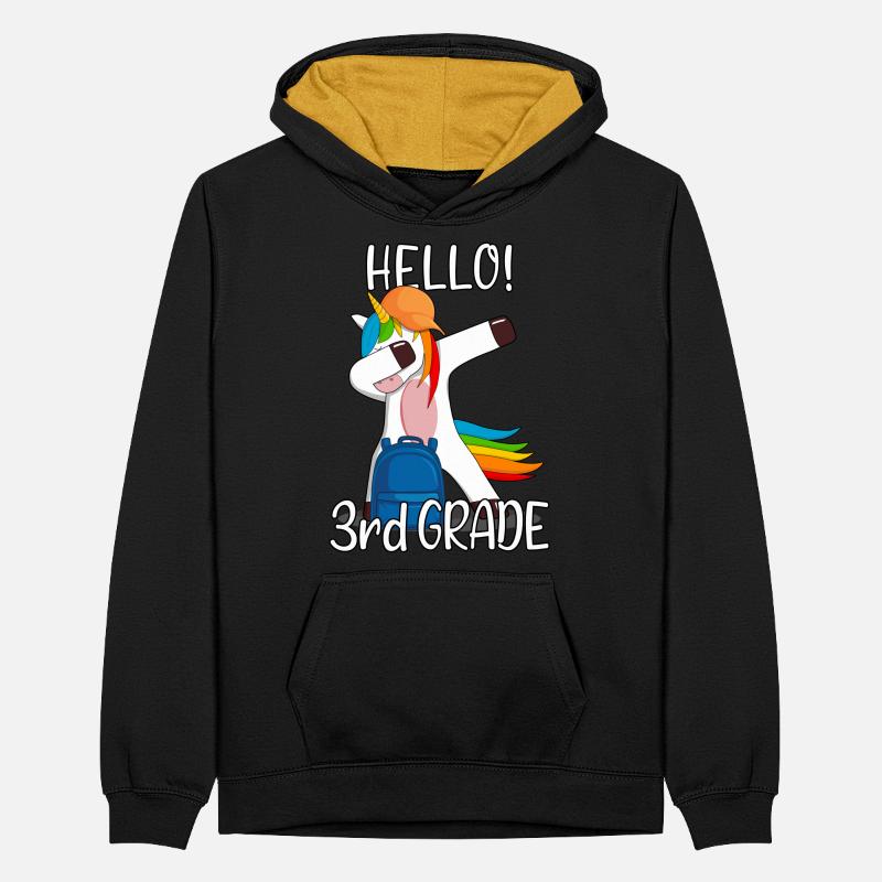 3rd grade third grader elementary school Einhorn Teenager Contrast Hoodie