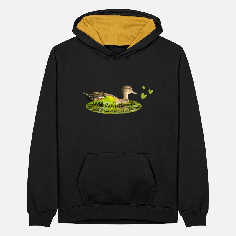 Schnatterente schnattern Quasselstrippe Teenager Kontrast-Hoodie