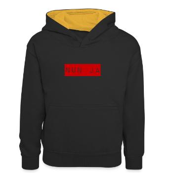 nun ja - Teenager Kontrast-Hoodie - Schwarz/Gold - Vorne