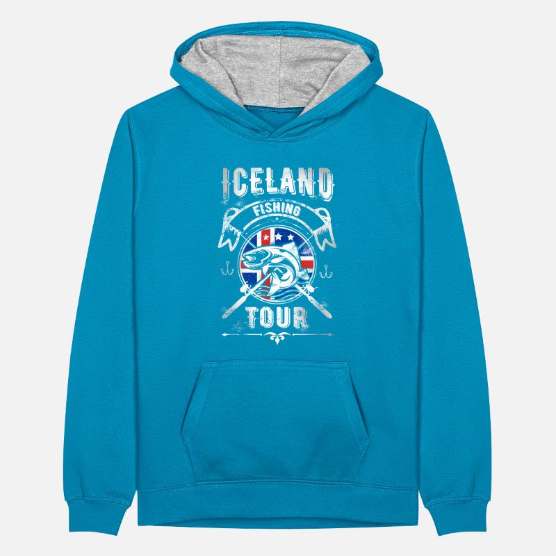Excursion de pêche en Islande Sweat à capuche contrasté Ado