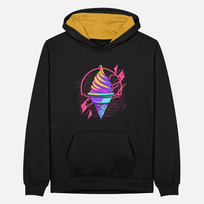 Cornet de crème glacée Synthwave Sweat à capuche contrasté Ado