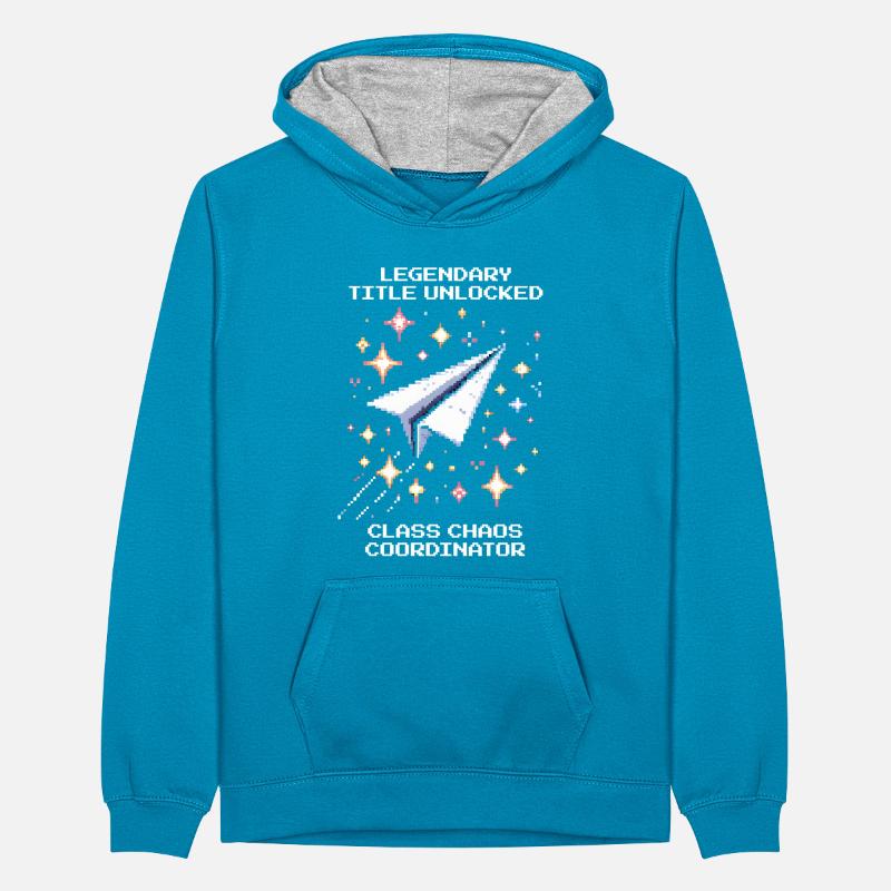 Legendärer Titel freigeschaltet | Klassenchaos Teenager Kontrast-Hoodie