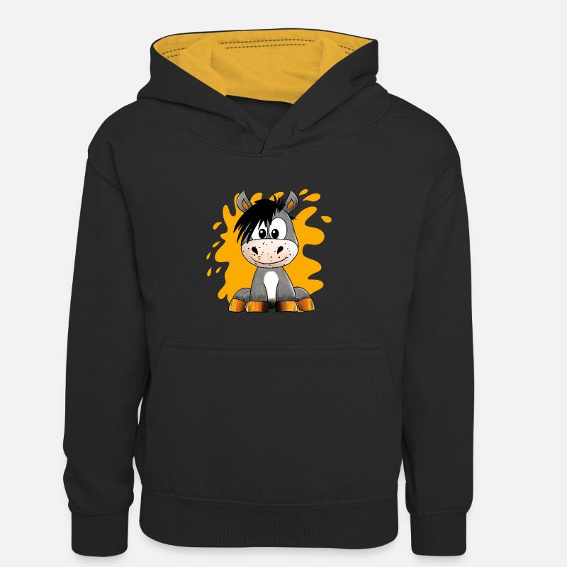 Mignon Poupée Cheval - Sweat à capuche contrasté Ado - noir/or