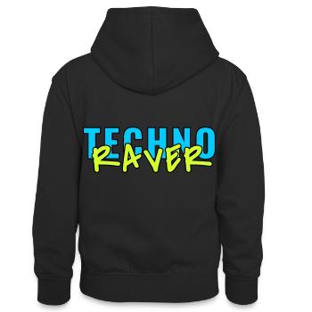 techno raver - Teenager Kontrast-Hoodie - Schwarz/Gold - Hinten