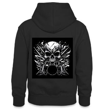 Drumset and Skull Loud Rock Vibes - Teenager Contrast Hoodie - black/gold - Back