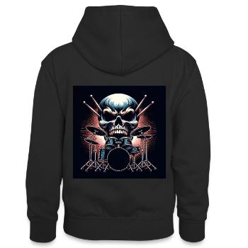 Drumset and Skull Loud Rock Vibes - Teenager Contrast Hoodie - black/gold - Back