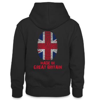 Großbritannien Flagge - Made in Great Britain Gesc - Teenager Kontrast-Hoodie - Schwarz/Gold - Hinten