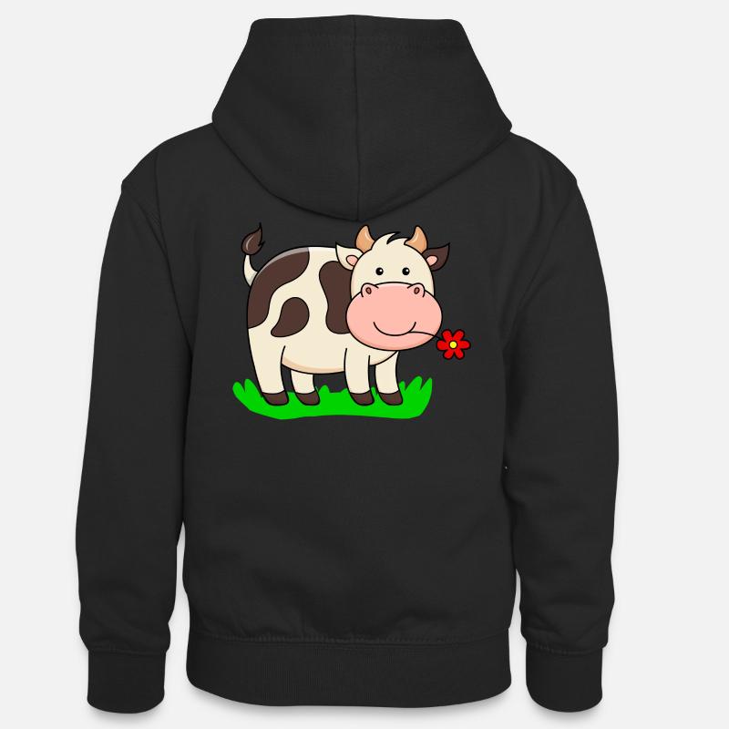 Vache ferme - Sweat à capuche contrasté Ado - noir/or