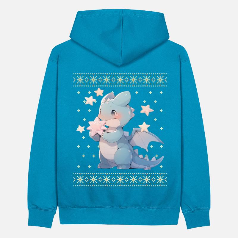 Dragon kawaii dans le style pull de Noël moche Sweat à capuche contrasté Ado