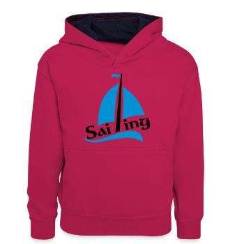Segelboot - Teenager Kontrast-Hoodie - Pink/Navy - Vorne