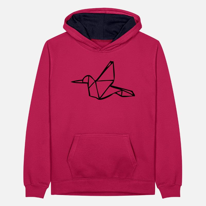 Origami Eisvogel Teenager Kontrast-Hoodie