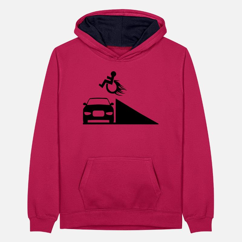 Rollstuhlfahrer springt über eine Rampe # Teenager Kontrast-Hoodie