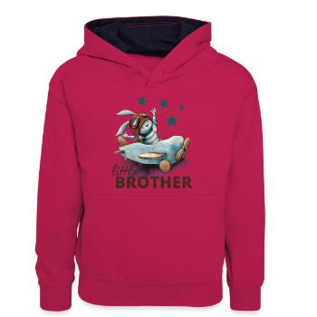 Kleiner Bruder - Teenager Kontrast-Hoodie - Pink/Navy - Vorne