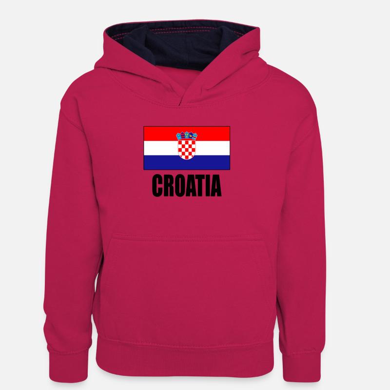 Drapeau de la Croatie - Sweat à capuche contrasté Ado - rose/bleu marine