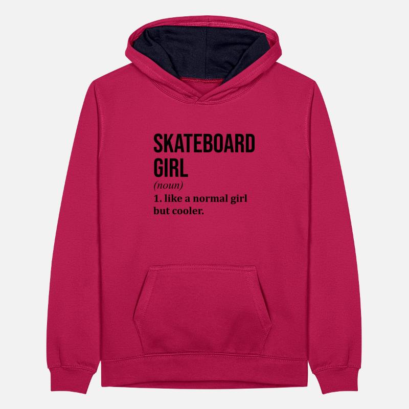 Skateboard Teenager Contrast Hoodie