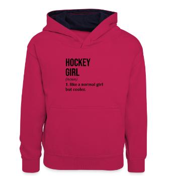 hockey - Sweat à capuche contrasté Ado - rose/bleu marine - Devant