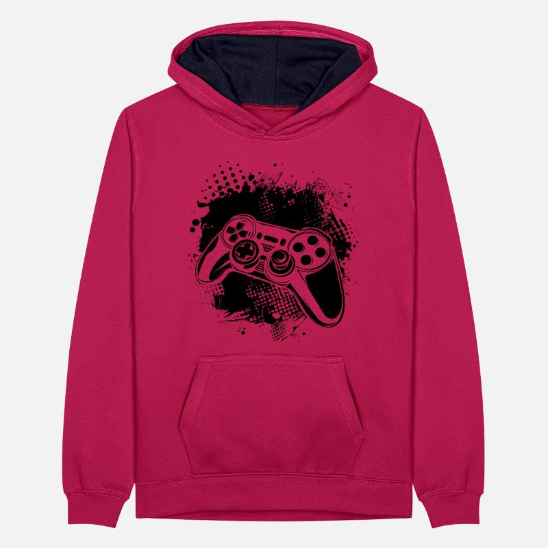 Game Controller Teenager Kontrast-Hoodie