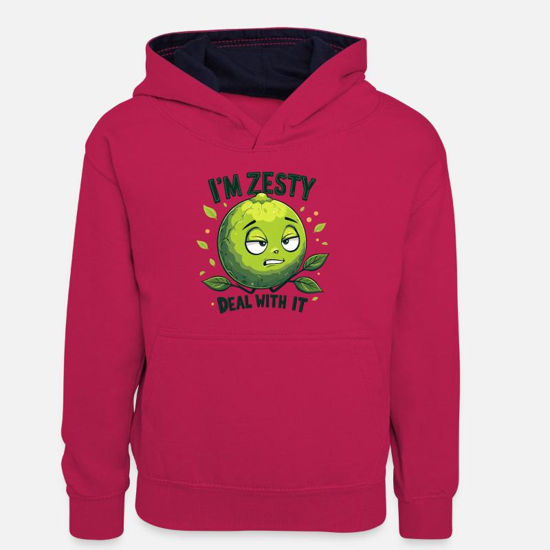 Je suis piquant, fais avec - Sweat à capuche contrasté Ado - rose/bleu marine