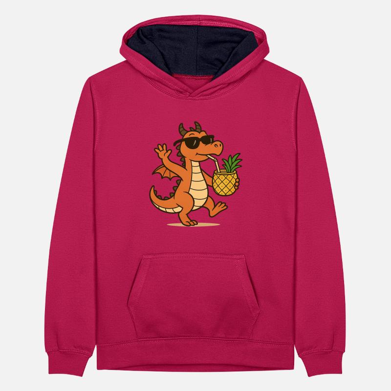 Dancing Dragon Teenager Contrast Hoodie