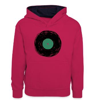 Skizzenzeichnung auf Vinylalbum - Teenager Kontrast-Hoodie - Pink/Navy - Vorne