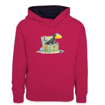 Der kleine Rabe Socke Schatzkiste - Teenager Kontrast-Hoodie - Pink/Navy - Vorne