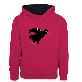 Corbeau oiseau marche corbeau course rapide course drôle - Sweat à capuche contrasté Ado - rose/bleu marine - Devant