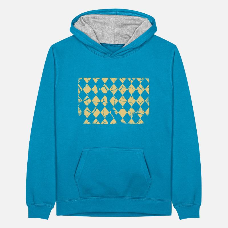Plaid Pattern Sfondo Rettangolo Felpa con cappuccio in contrasto cromatico per ragazzi