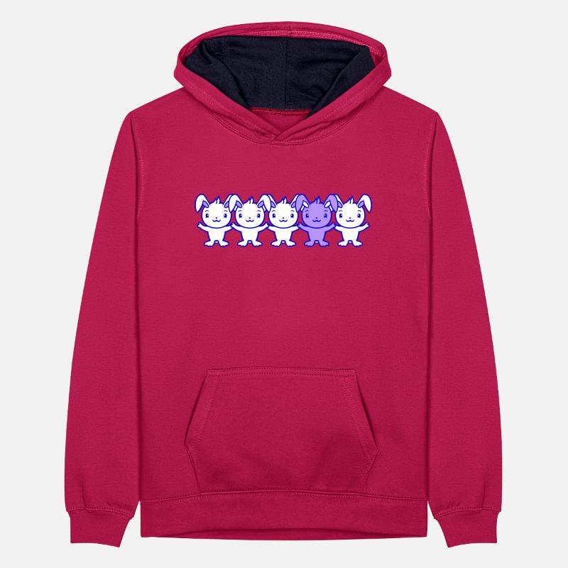 5 Bunny Friends Différence Soyez différent Sweat à capuche contrasté Ado