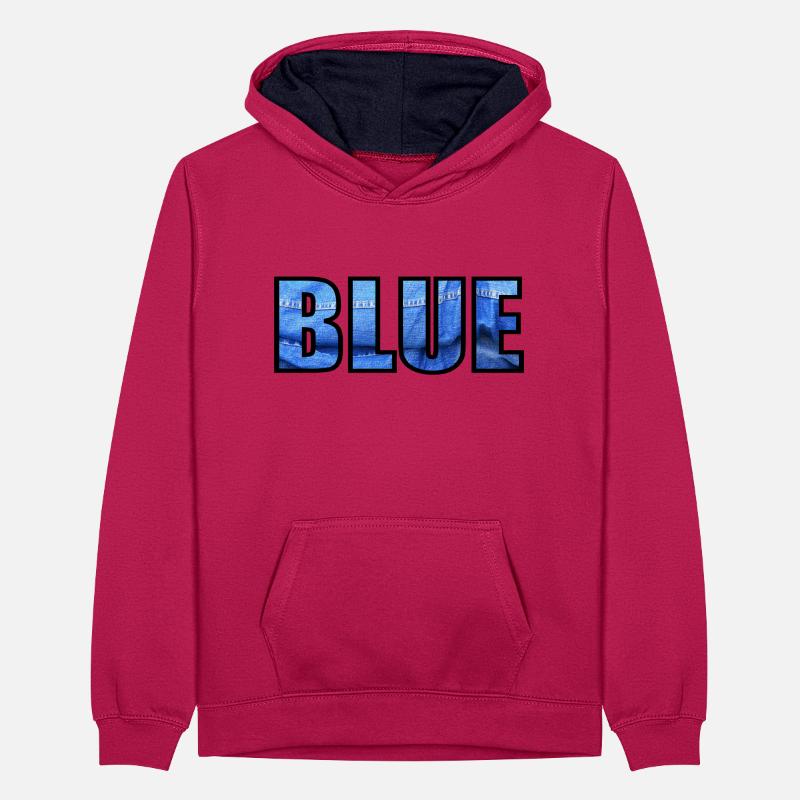 BLEU Sweat à capuche contrasté Ado