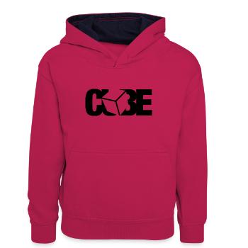 CUBE IN CUBE. Cubing-Cube-Cuber-Speedcubing - Teenager Contrast Hoodie - pink/navy - Front