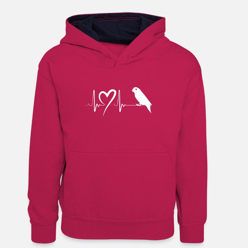 Oiseau perruche perruche perruche - Sweat à capuche contrasté Ado - rose/bleu marine